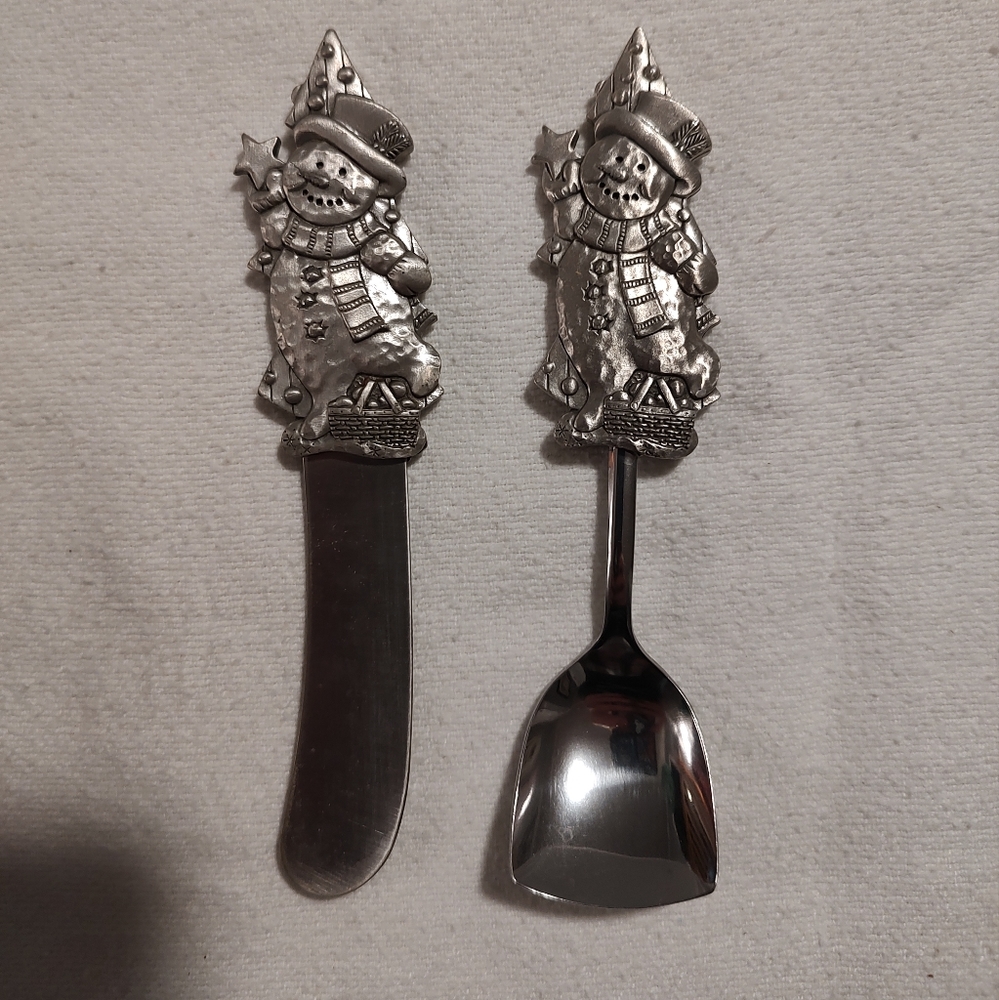 5" Holiday Snowman Cheese knife set
